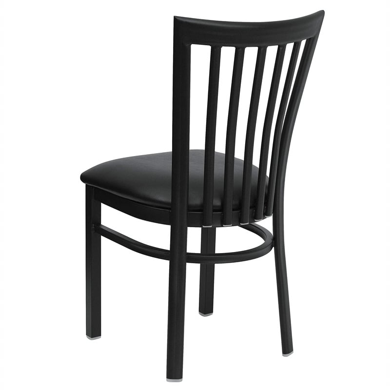 Bowery Hill Industrial Vinyl/Metal School House Back Dining Chair in Black