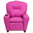 Bowery Hill Contemporary Vinyl Kids Recliner with Cup Holder Armrest in Pink