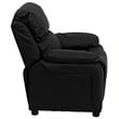 Bowery Hill Contemporary Faux Leather Kids Recliner with Storage Arms in Black