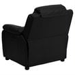Bowery Hill Contemporary Faux Leather Kids Recliner with Storage Arms in Black