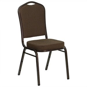 bowery hill crown back banquet stacking chair in brown