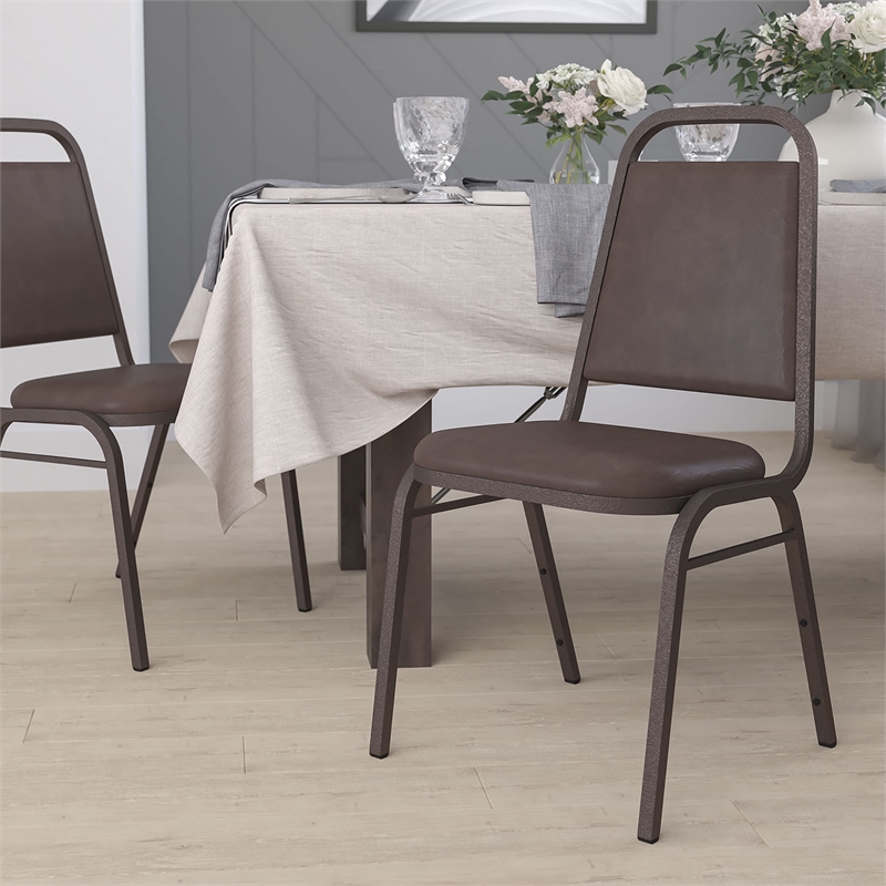 Bowery Hill Banquet Stacking Chair in Brown and Copper