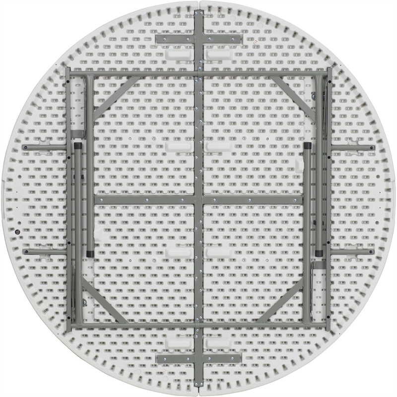 Bowery Hill 60 Inch Round Granite Folding Table in White