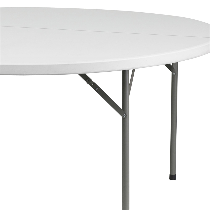 Bowery Hill 60 Inch Round Granite Folding Table in White