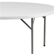 Bowery Hill 60 Inch Round Granite Folding Table in White