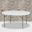 Bowery Hill 60 Inch Round Granite Folding Table in White