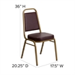 Bowery Hill Vinyl/Metal Trapezoid Back Banquet Stacking Chair in Brown