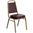 Bowery Hill Vinyl/Metal Trapezoid Back Banquet Stacking Chair in Brown