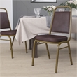 Bowery Hill Vinyl/Metal Trapezoid Back Banquet Stacking Chair in Brown