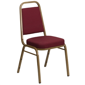 Bowery Hill Fabric/Metal Trapezoid Back Banquet Stacking Chair in Burgundy Red
