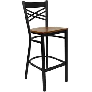 Bowery Hill 29&quot Black Back Metal Bar Stool in Cherry