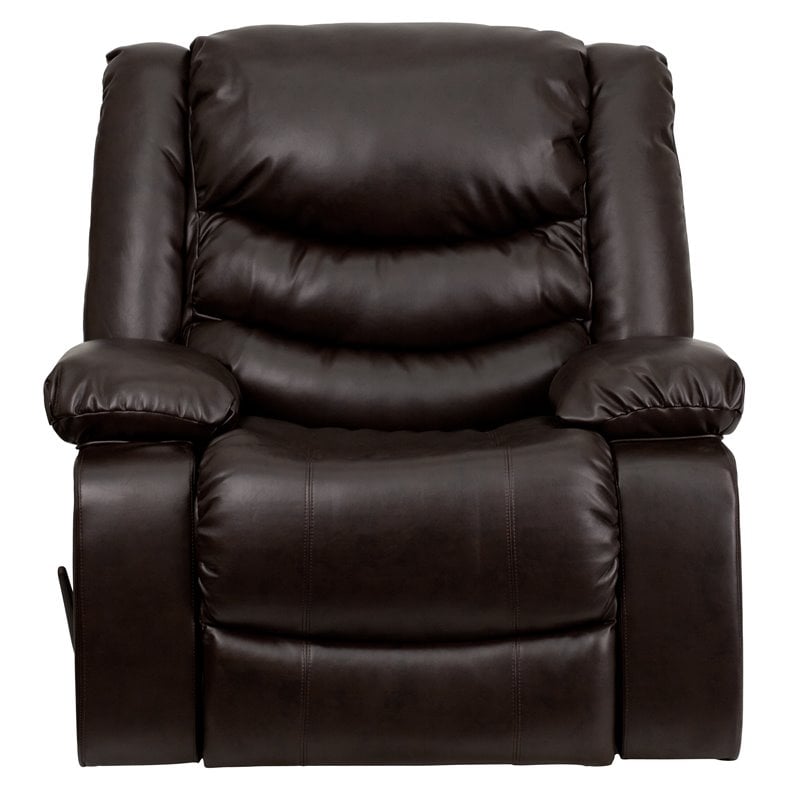 Bowery Hill Modern LeatherSoft Plush Arms Rocker Recliner in Brown