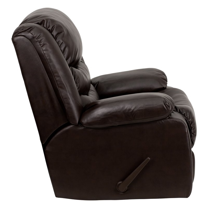Bowery Hill Modern LeatherSoft Plush Arms Rocker Recliner in Brown