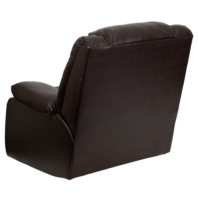 Bowery Hill Modern LeatherSoft Plush Arms Rocker Recliner in Brown