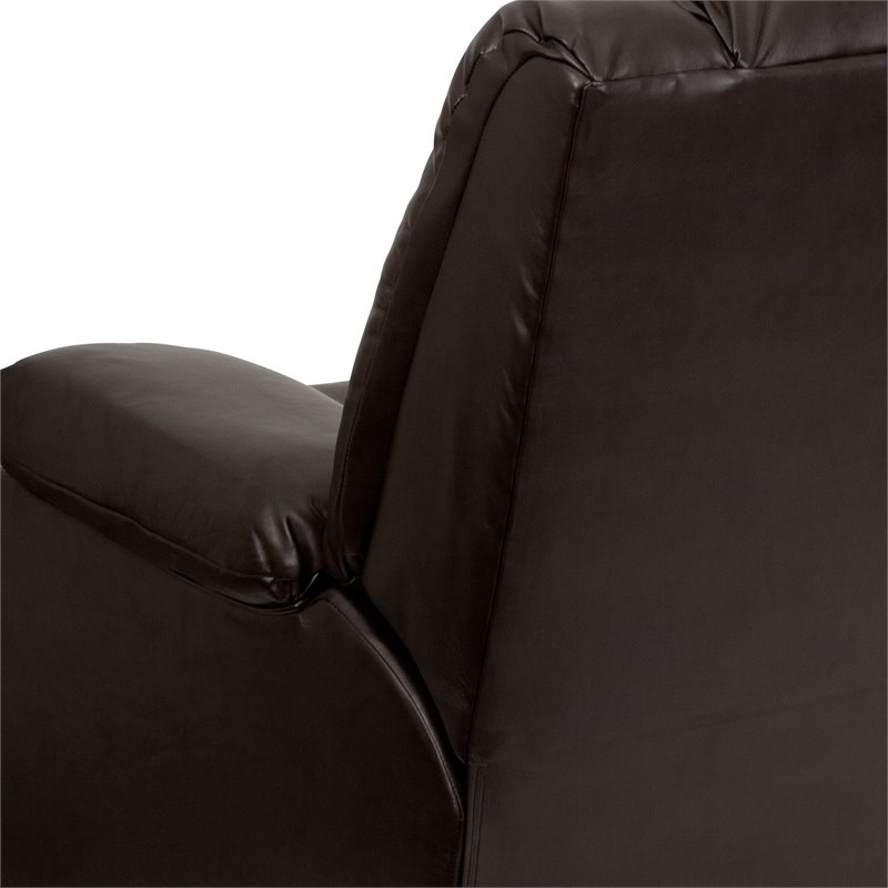 Bowery Hill Modern LeatherSoft Plush Arms Rocker Recliner in Brown