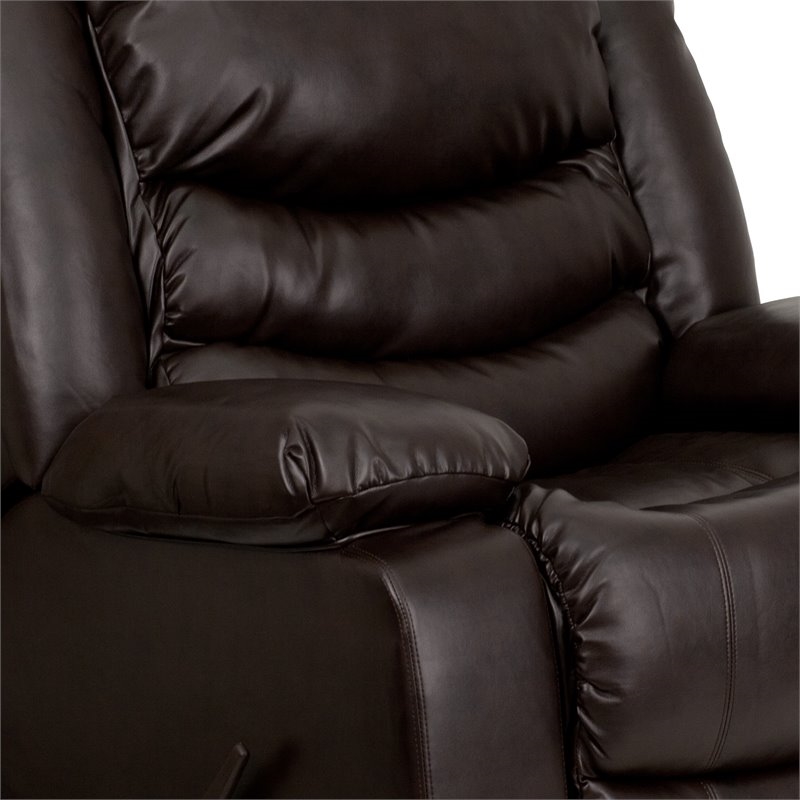 Bowery Hill Modern LeatherSoft Plush Arms Rocker Recliner in Brown