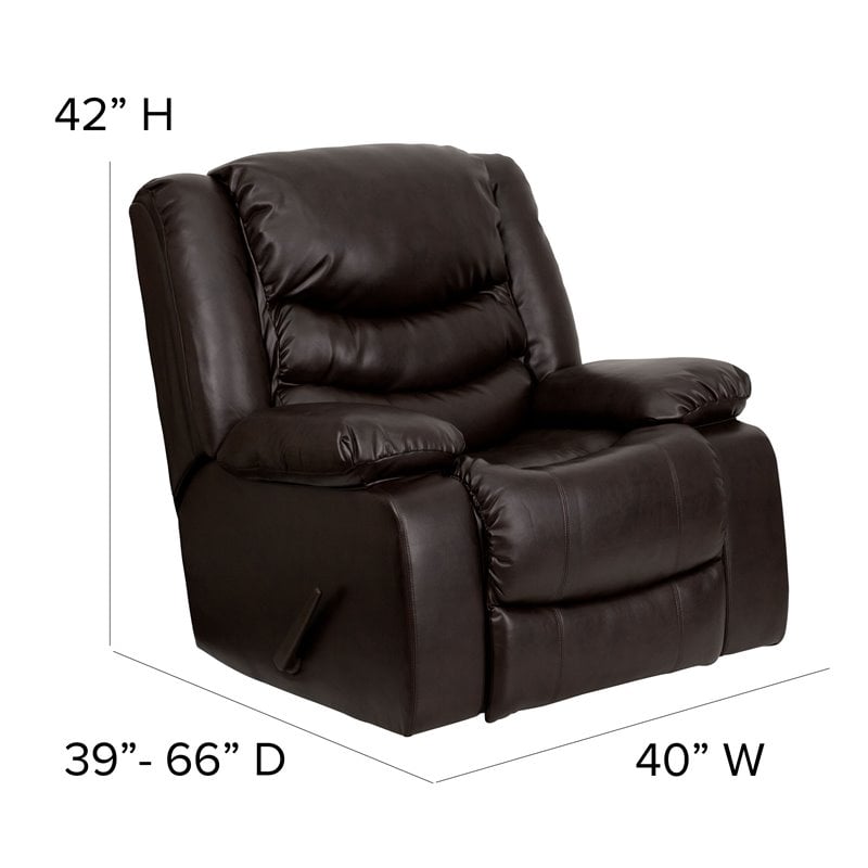 Bowery Hill Modern LeatherSoft Plush Arms Rocker Recliner in Brown