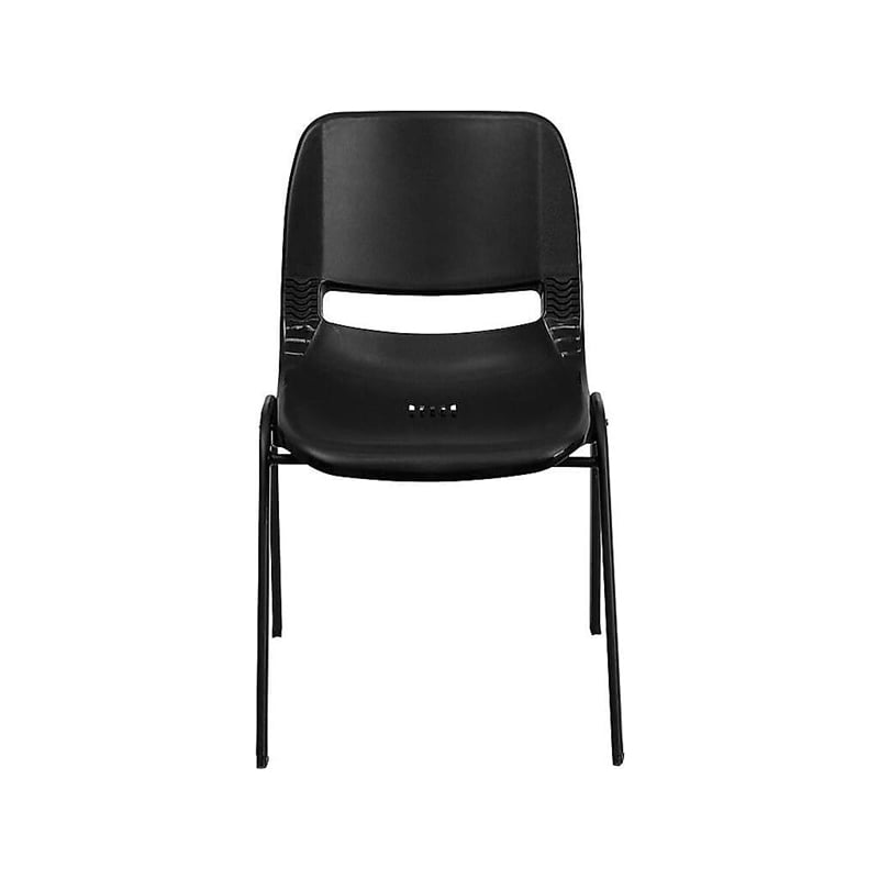 Bowery Hill Ergonomic Shell Stacking Chair in Black