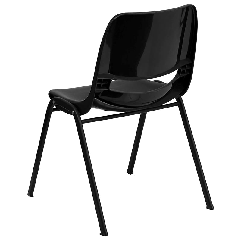 Bowery Hill Ergonomic Shell Stacking Chair in Black