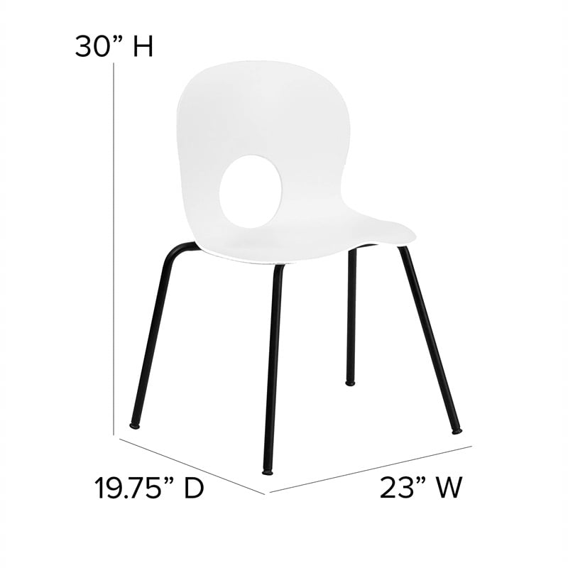 Bowery Hill Metal/Plastic Designer Stacking Chair in White/Black