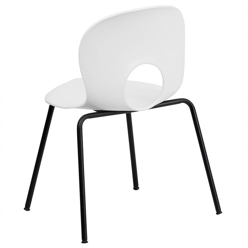 Bowery Hill Metal/Plastic Designer Stacking Chair in White/Black