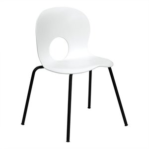 bowery hill designer plastic stacking chair in white