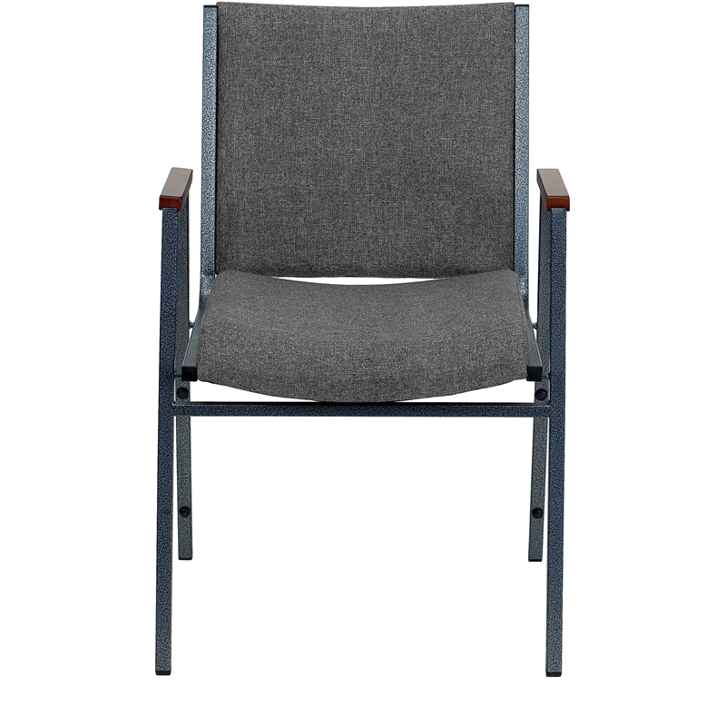Bowery Hill Fabric/Steel Multipurpose Stacking Arm Guest Chair in Gray