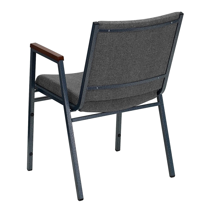 Bowery Hill Fabric/Steel Multipurpose Stacking Arm Guest Chair in Gray