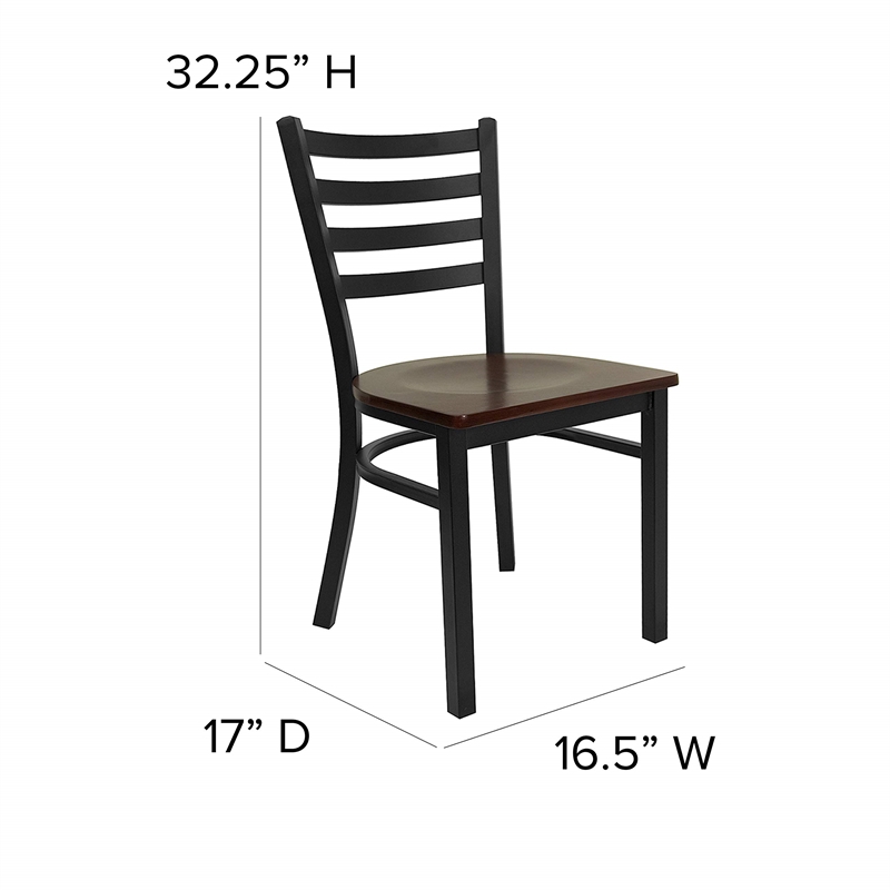 Bowery Hill Ladder Back Metal Dining Chair in Mahogany