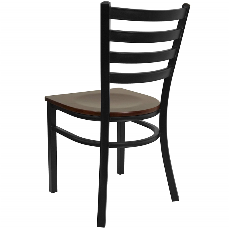 Bowery Hill Ladder Back Metal Dining Chair in Mahogany
