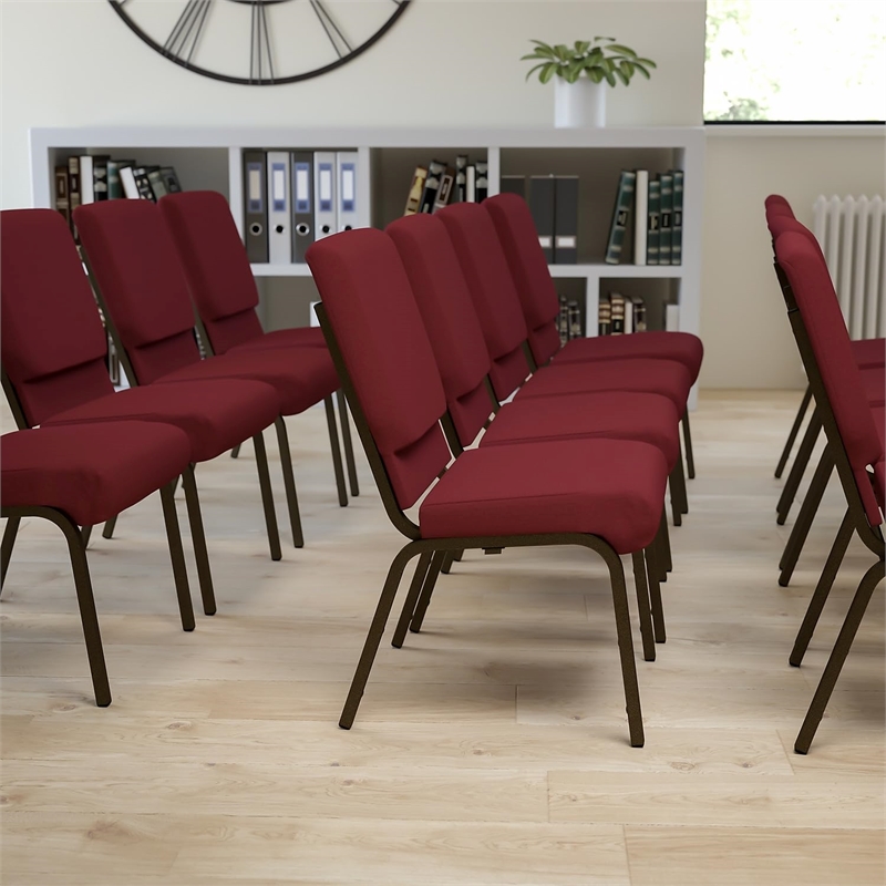 Bowery Hill Church Stacking Guest Chair in Burgundy