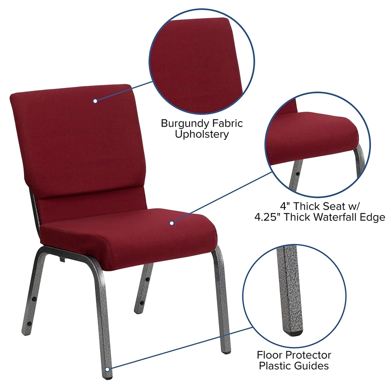 Bowery Hill Church Stacking Guest Chair in Burgundy