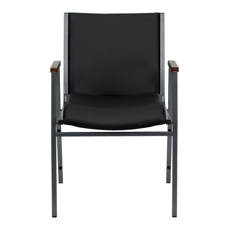 Bowery Hill Upholstered Stacking Chair in Black Vinyl