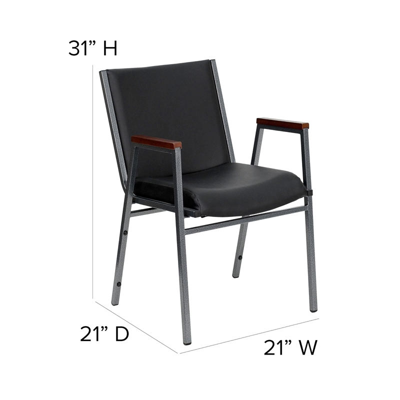 Bowery Hill Upholstered Stacking Chair in Black Vinyl