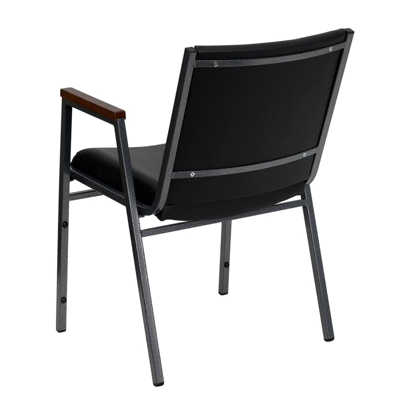 Bowery Hill Upholstered Stacking Chair in Black Vinyl