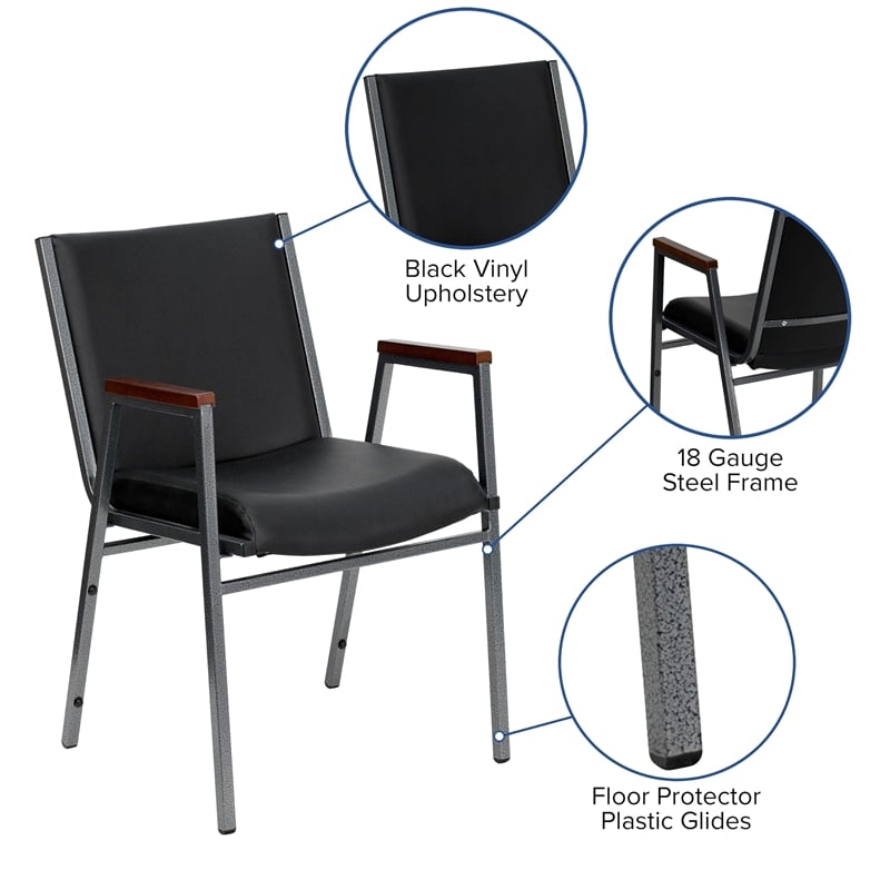 Bowery Hill Upholstered Stacking Chair in Black Vinyl