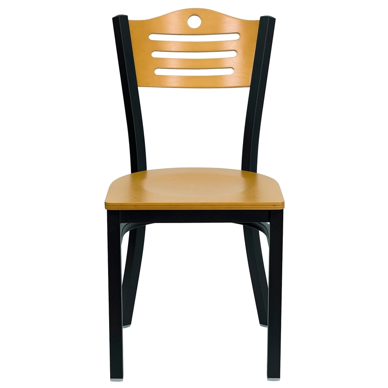 Bowery Hill Black Slat Back Metal Restaurant Dining Chair