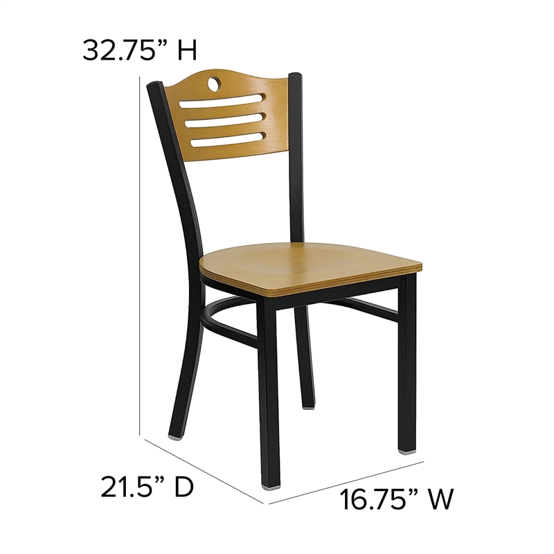 Bowery Hill Black Slat Back Metal Restaurant Dining Chair