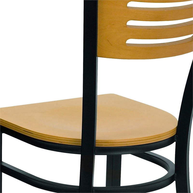Bowery Hill Black Slat Back Metal Restaurant Dining Chair