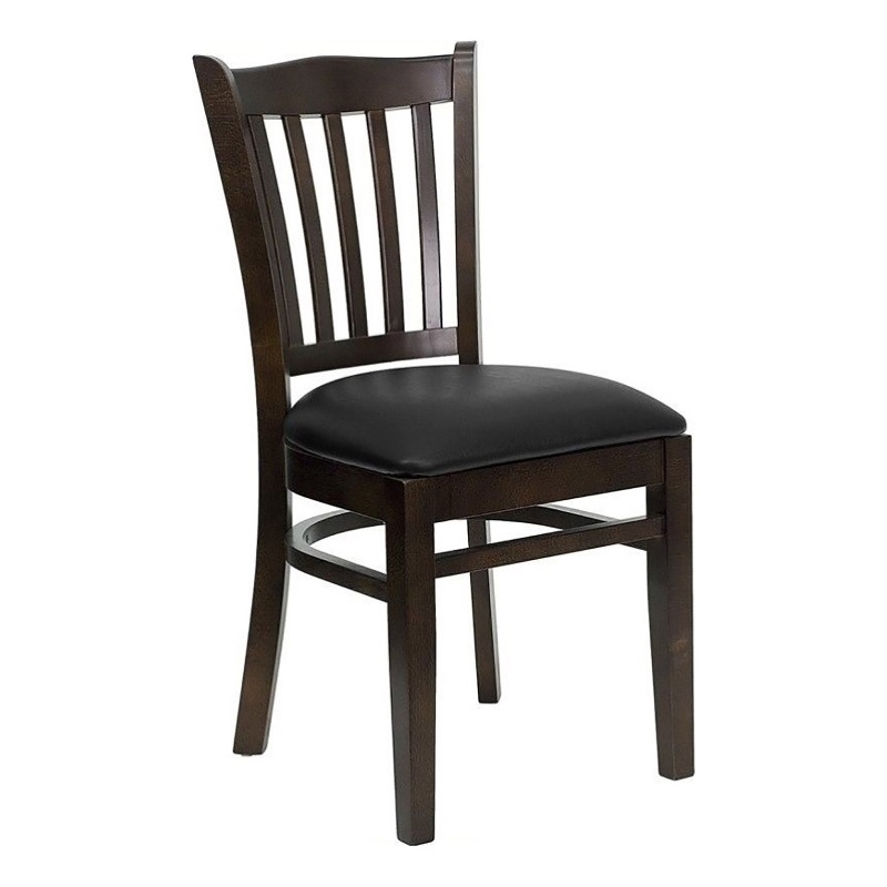 Bowery Hill Modern Wood/Vinyl Restaurant Dining Chair in Black/Walnut