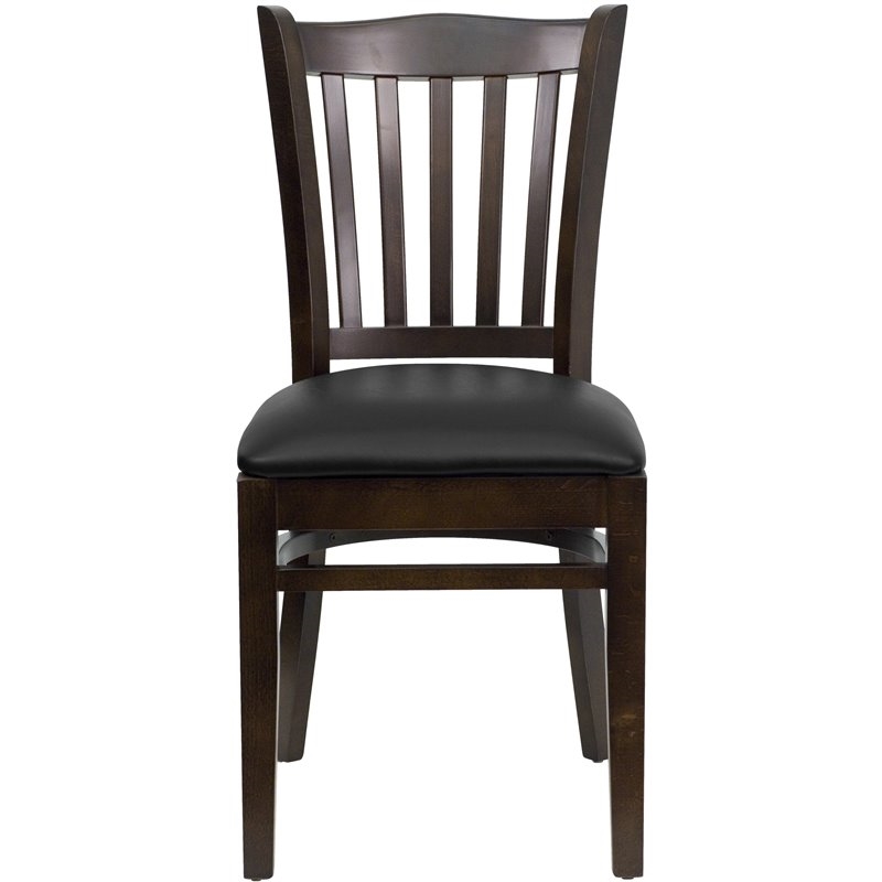 Bowery Hill Modern Wood/Vinyl Restaurant Dining Chair in Black/Walnut