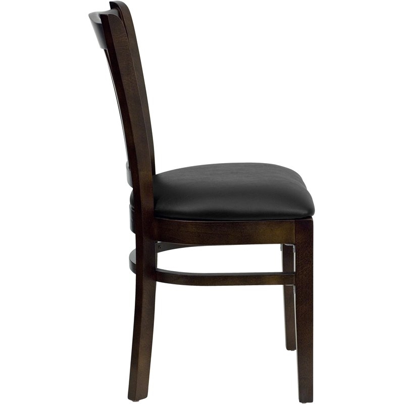 Bowery Hill Modern Wood/Vinyl Restaurant Dining Chair in Black/Walnut