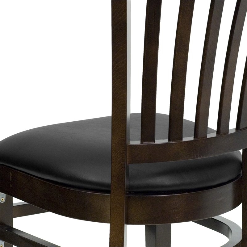Bowery Hill Modern Wood/Vinyl Restaurant Dining Chair in Black/Walnut