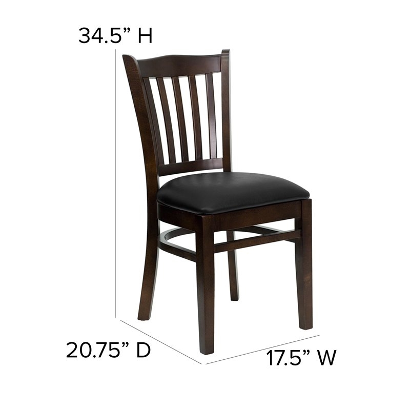 Bowery Hill Modern Wood/Vinyl Restaurant Dining Chair in Black/Walnut