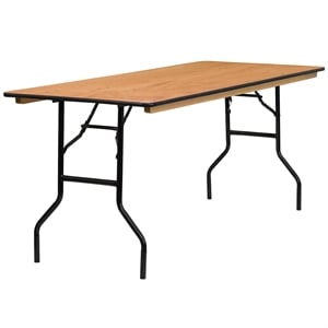 Bowery Hill 72&quot Rectangular Wood Folding Banquet Table