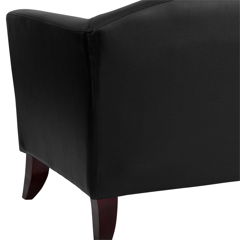 Bowery Hill Transitional Leather Upholstered Chair in Black/Cherry