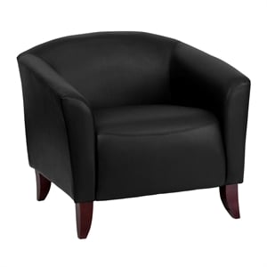 Bowery Hill Transitional Leather Upholstered Chair in Black/Cherry