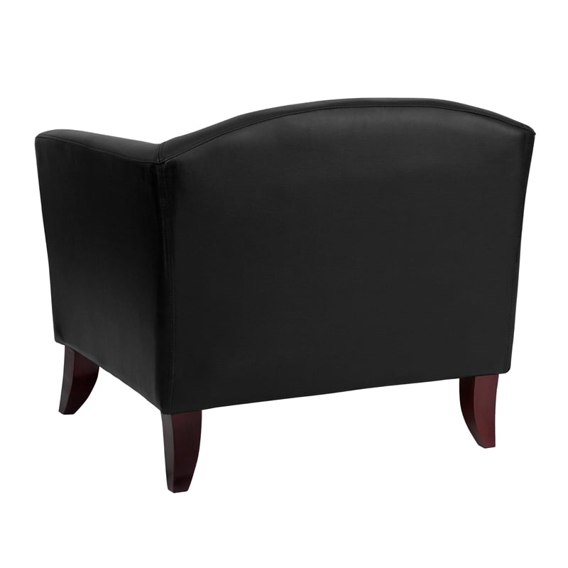 Bowery Hill Transitional Leather Upholstered Chair in Black/Cherry
