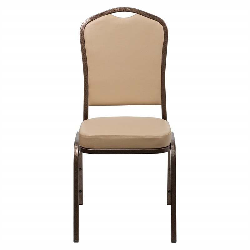 Bowery Hill Transitional Vinyl/Steel Banquet Stacking Chair in Tan