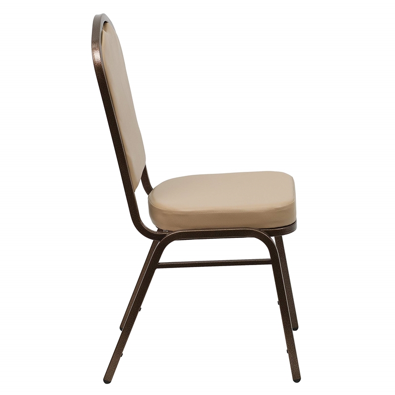 Bowery Hill Transitional Vinyl/Steel Banquet Stacking Chair in Tan